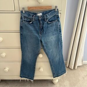 Free People High Waist Jeans Raw Hem Cropped